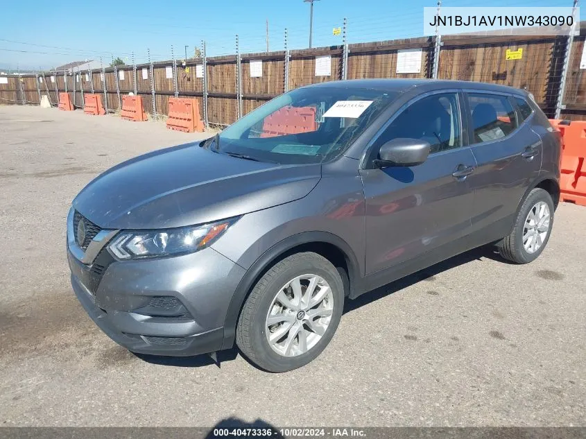 2022 Nissan Rogue Sport S Fwd Xtronic Cvt VIN: JN1BJ1AV1NW343090 Lot: 40473336