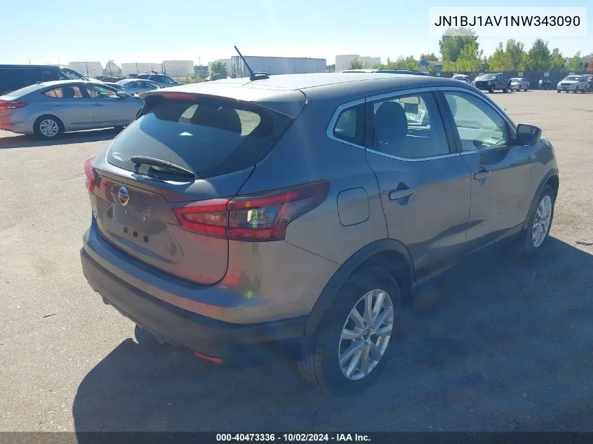 2022 Nissan Rogue Sport S Fwd Xtronic Cvt VIN: JN1BJ1AV1NW343090 Lot: 40473336