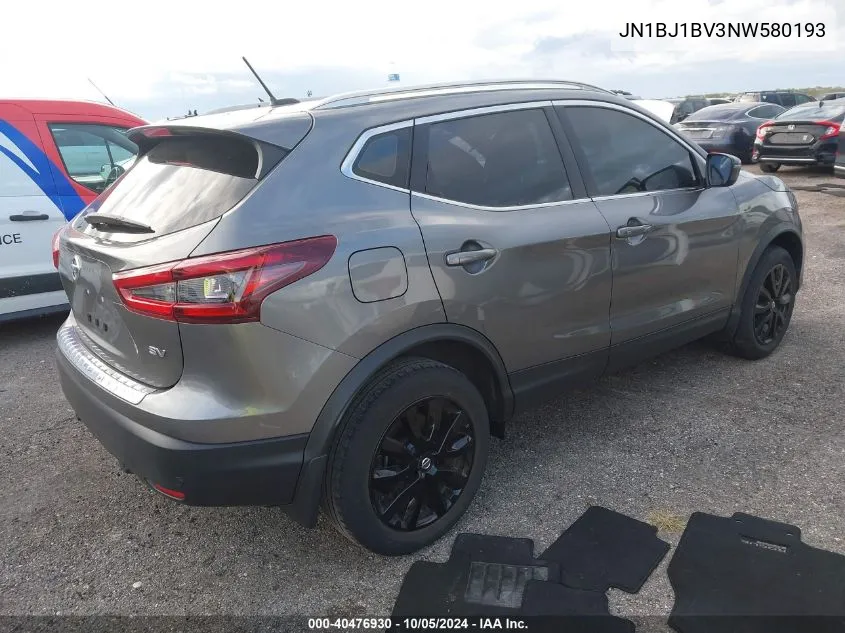 2022 Nissan Rogue Sport Sv Fwd Xtronic Cvt VIN: JN1BJ1BV3NW580193 Lot: 40476930