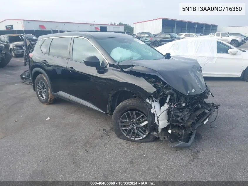 2022 Nissan Rogue S Fwd VIN: 5N1BT3AA0NC716360 Lot: 40485060