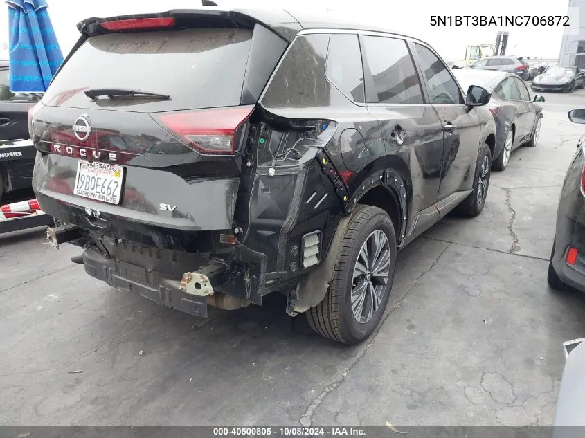 2022 Nissan Rogue Sv Fwd VIN: 5N1BT3BA1NC706872 Lot: 40500805