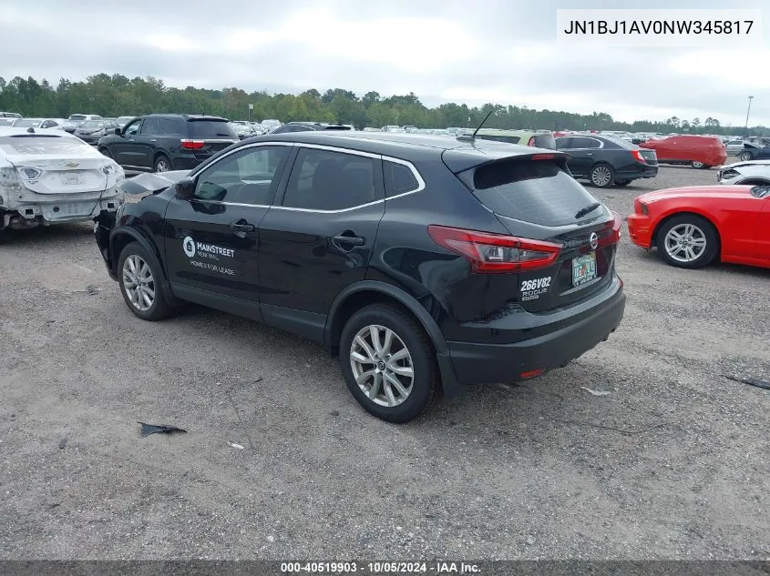 2022 Nissan Rogue Sport S VIN: JN1BJ1AV0NW345817 Lot: 40519903