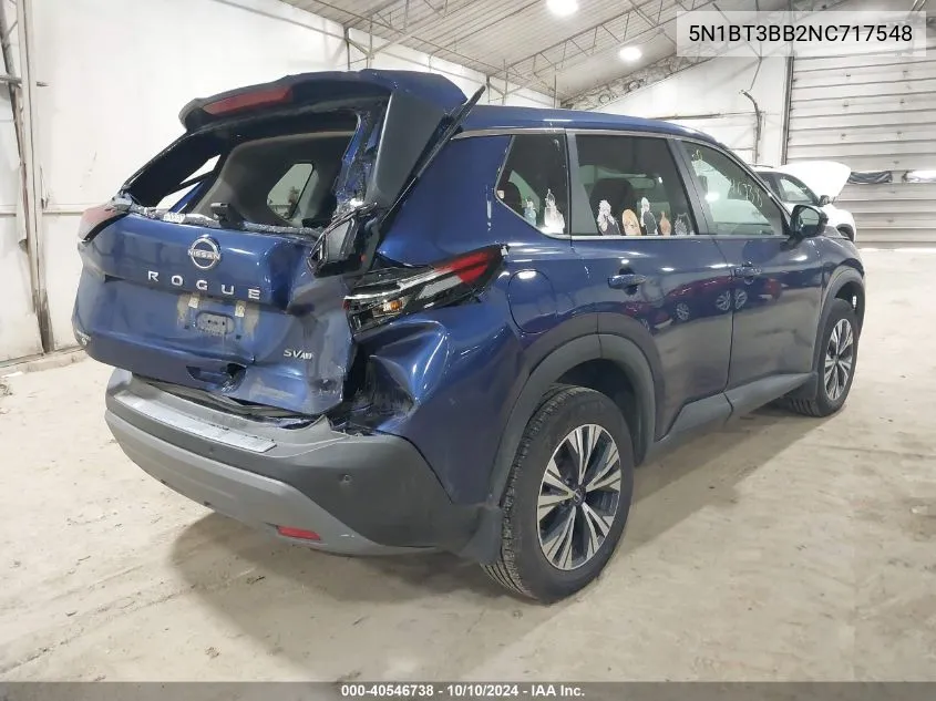 2022 Nissan Rogue Sv Intelligent Awd VIN: 5N1BT3BB2NC717548 Lot: 40546738