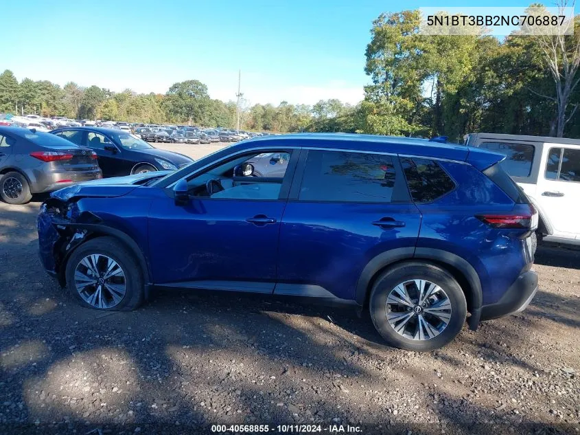 2022 Nissan Rogue Sv Intelligent Awd VIN: 5N1BT3BB2NC706887 Lot: 40568855