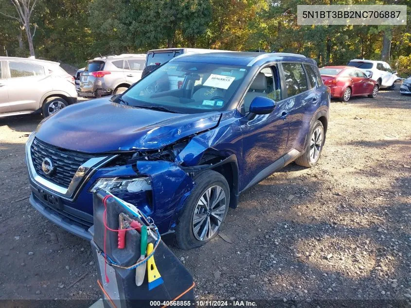 2022 Nissan Rogue Sv Intelligent Awd VIN: 5N1BT3BB2NC706887 Lot: 40568855