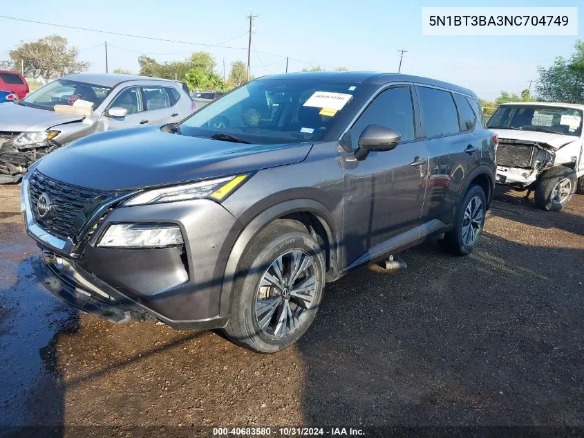 2022 Nissan Rogue Sv Fwd VIN: 5N1BT3BA3NC704749 Lot: 40683580