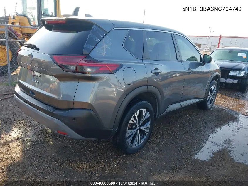 2022 Nissan Rogue Sv Fwd VIN: 5N1BT3BA3NC704749 Lot: 40683580