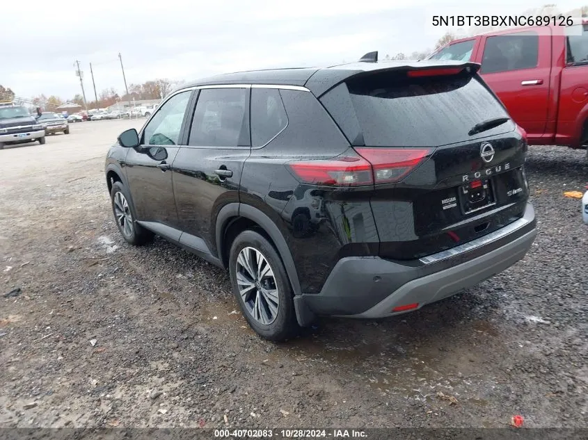 2022 Nissan Rogue Sv Intelligent Awd VIN: 5N1BT3BBXNC689126 Lot: 40702083