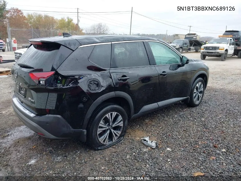 2022 Nissan Rogue Sv Intelligent Awd VIN: 5N1BT3BBXNC689126 Lot: 40702083