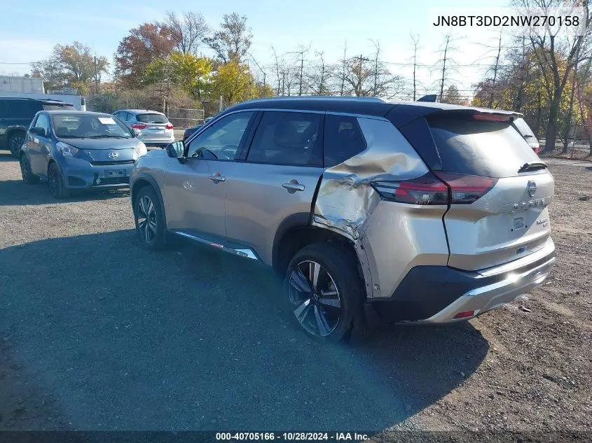 2022 Nissan Rogue Platinum Intelligent Awd VIN: JN8BT3DD2NW270158 Lot: 40705166