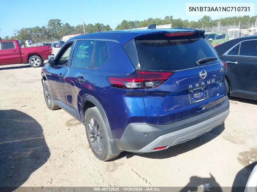 2022 Nissan Rogue S Fwd VIN: 5N1BT3AA1NC710731 Lot: 40713625