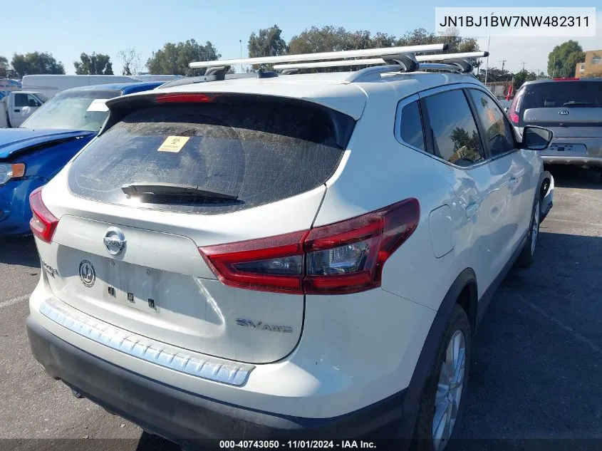 2022 Nissan Rogue Sport Sv Awd Xtronic Cvt VIN: JN1BJ1BW7NW482311 Lot: 40743050