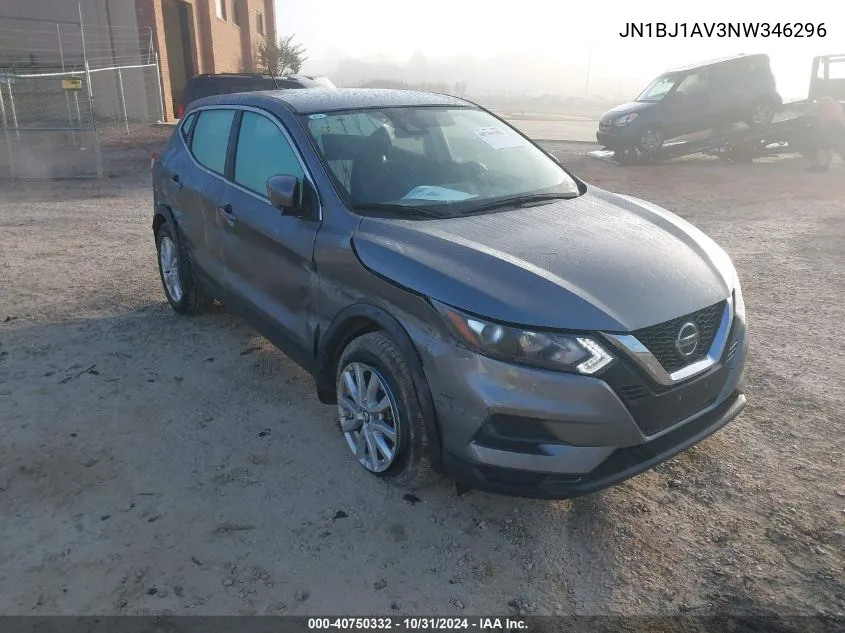 2022 Nissan Rogue Sport S Fwd Xtronic Cvt VIN: JN1BJ1AV3NW346296 Lot: 40750332