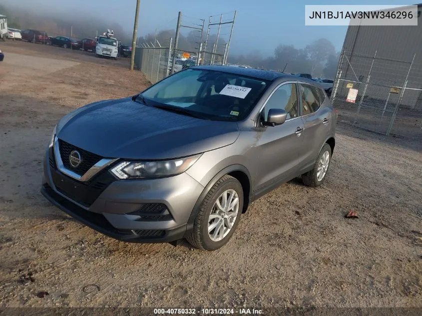 2022 Nissan Rogue Sport S Fwd Xtronic Cvt VIN: JN1BJ1AV3NW346296 Lot: 40750332