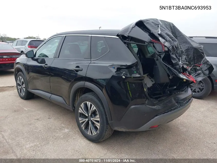 2022 Nissan Rogue Sv Fwd VIN: 5N1BT3BA0NC693953 Lot: 40751673