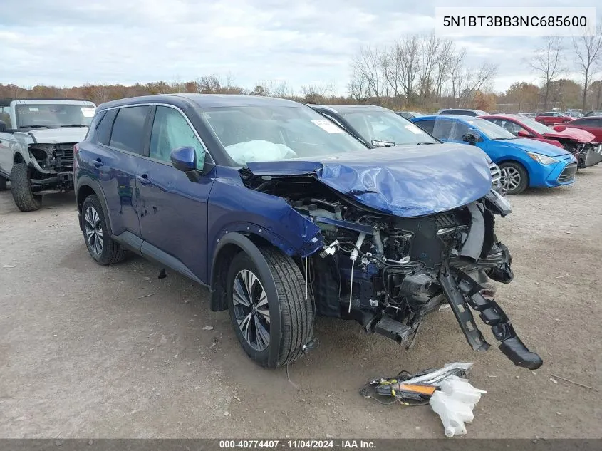 2022 Nissan Rogue Sv Intelligent Awd VIN: 5N1BT3BB3NC685600 Lot: 40774407