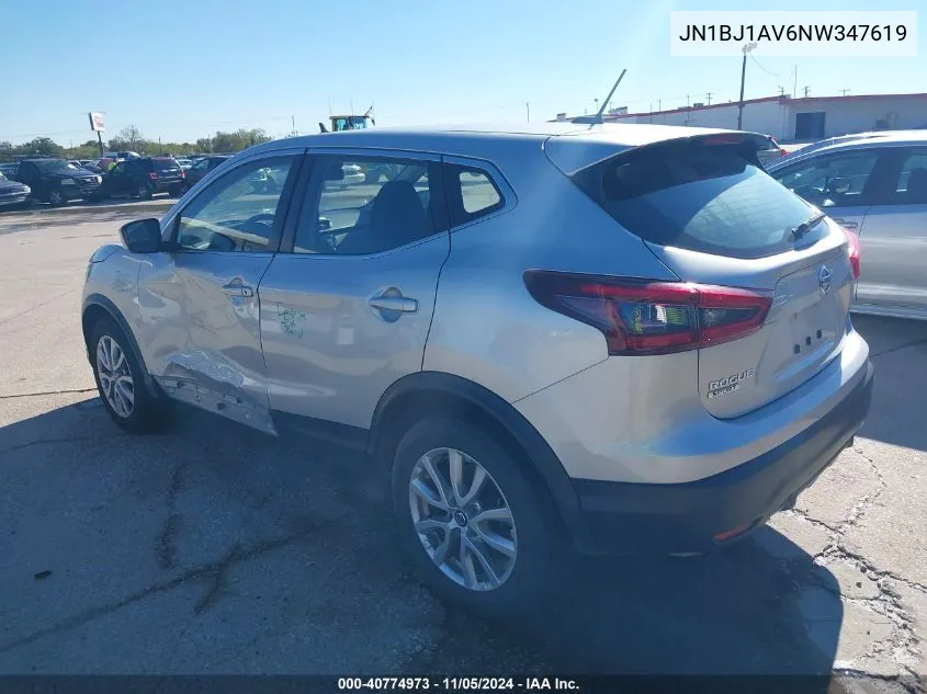 2022 Nissan Rogue Sport S Fwd Xtronic Cvt VIN: JN1BJ1AV6NW347619 Lot: 40774973