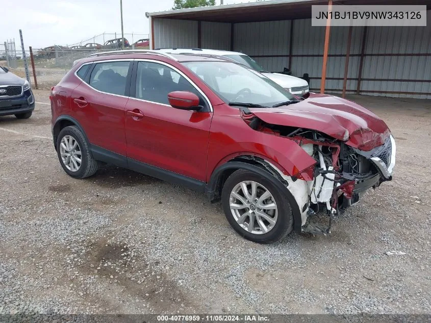 2022 Nissan Rogue Sport Sv Fwd Xtronic Cvt VIN: JN1BJ1BV9NW343126 Lot: 40776959