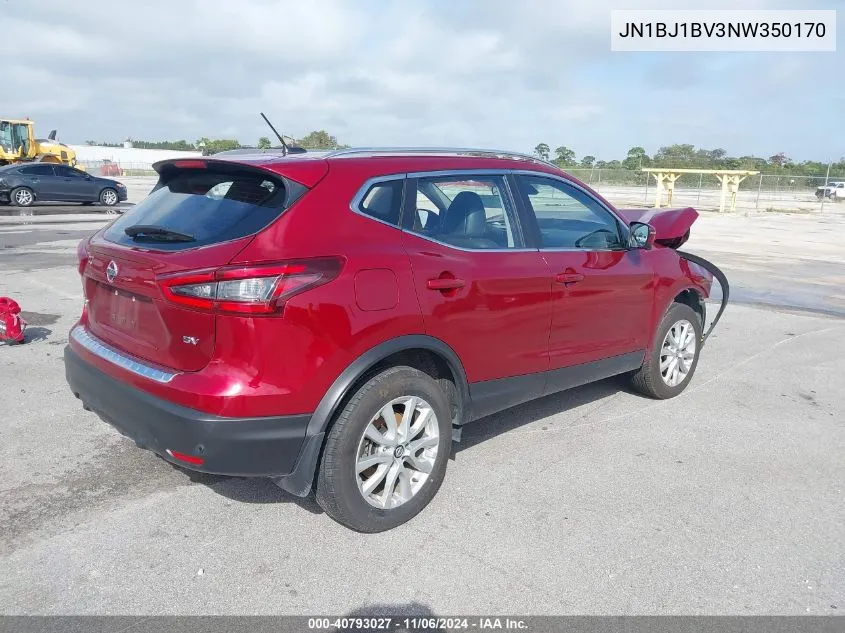 2022 Nissan Rogue Sport Sv Fwd Xtronic Cvt VIN: JN1BJ1BV3NW350170 Lot: 40793027