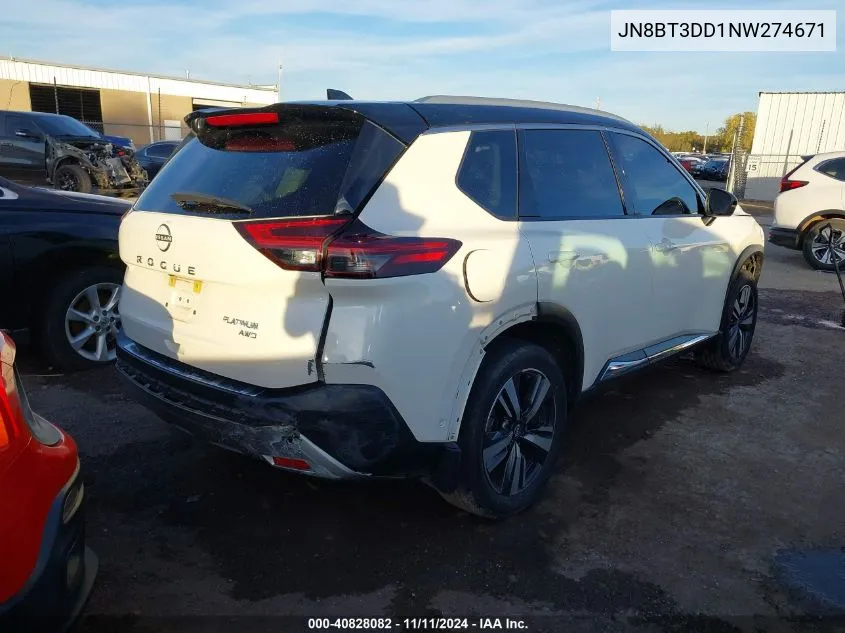 2022 Nissan Rogue Platinum Intelligent Awd VIN: JN8BT3DD1NW274671 Lot: 40828082