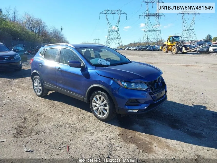 2022 Nissan Rogue Sport Sv Awd Xtronic Cvt VIN: JN1BJ1BW6NW481649 Lot: 40851412