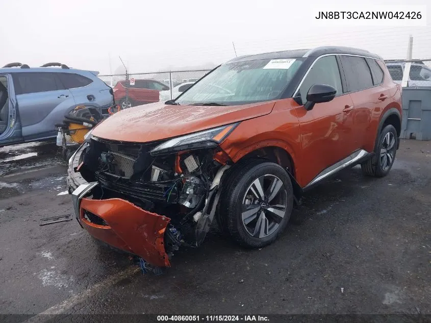 2022 Nissan Rogue Sl Fwd VIN: JN8BT3CA2NW042426 Lot: 40860051