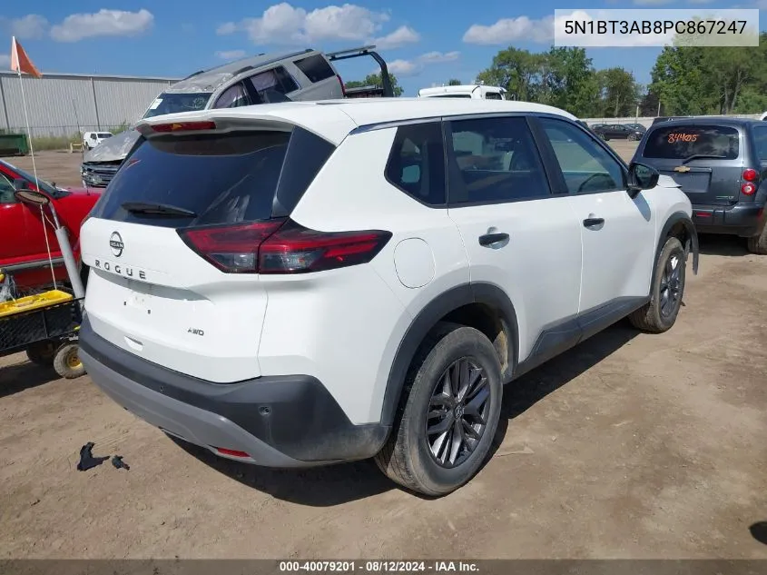 2023 Nissan Rogue S Intelligent Awd VIN: 5N1BT3AB8PC867247 Lot: 40079201