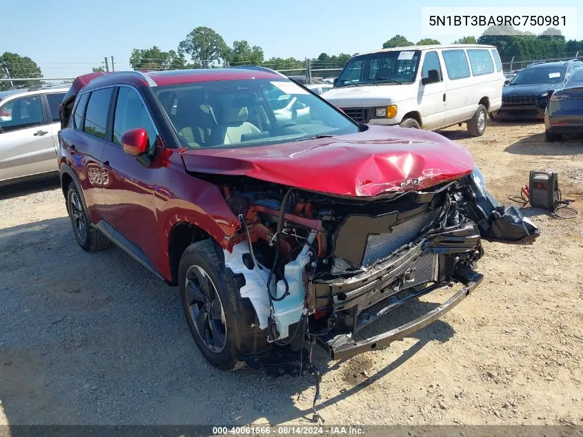 2024 Nissan Rogue Sv Fwd VIN: 5N1BT3BA9RC750981 Lot: 40061566