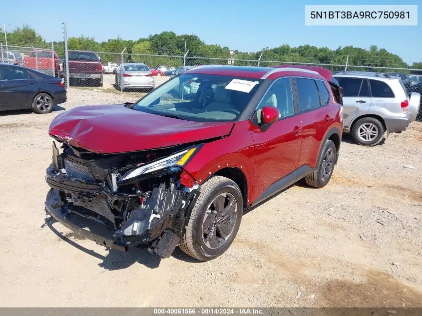 2024 Nissan Rogue Sv Fwd VIN: 5N1BT3BA9RC750981 Lot: 40061566