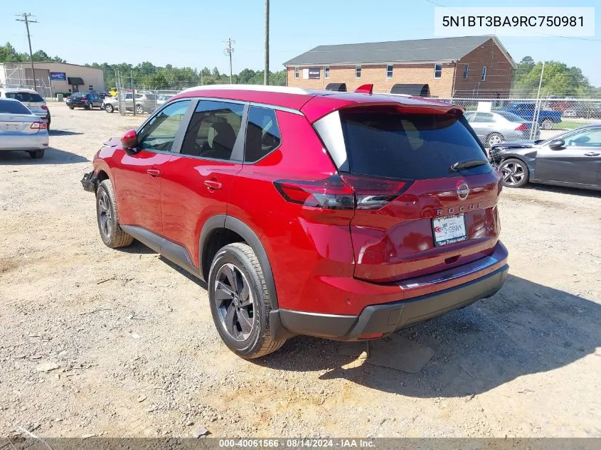 2024 Nissan Rogue Sv Fwd VIN: 5N1BT3BA9RC750981 Lot: 40061566