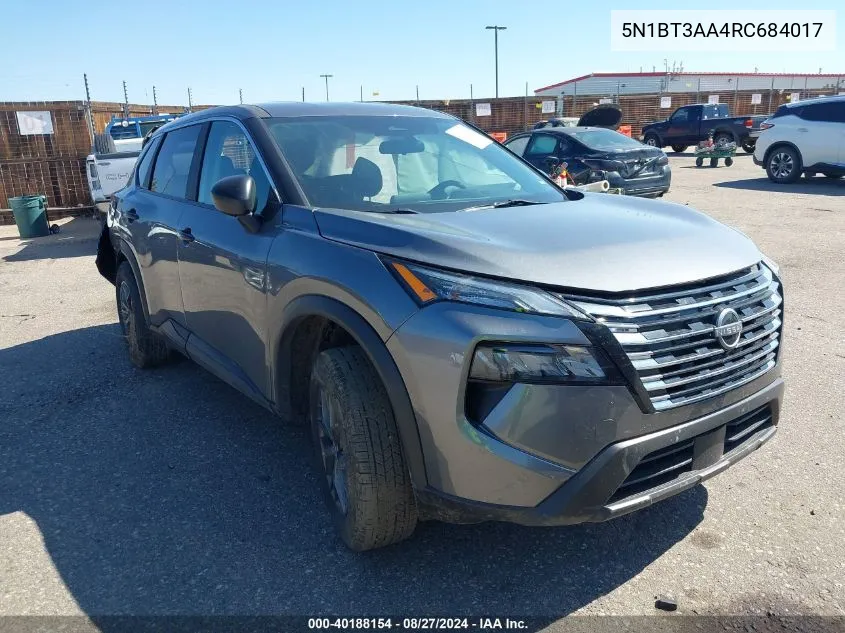 2024 Nissan Rogue S Fwd VIN: 5N1BT3AA4RC684017 Lot: 40188154