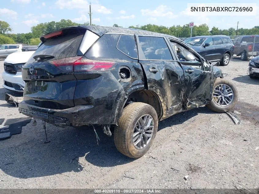 2024 Nissan Rogue S Intelligent Awd VIN: 5N1BT3ABXRC726960 Lot: 40209110