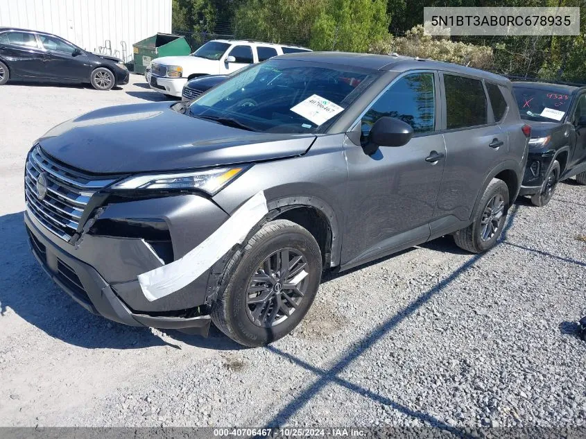 2024 Nissan Rogue S Intelligent Awd VIN: 5N1BT3AB0RC678935 Lot: 40706467