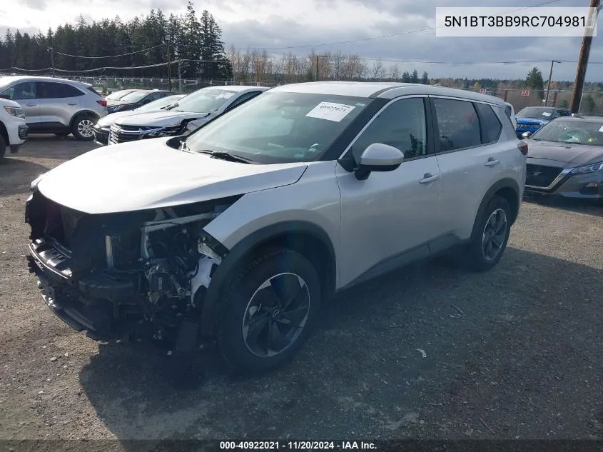 2024 Nissan Rogue Sv Intelligent Awd VIN: 5N1BT3BB9RC704981 Lot: 40922021