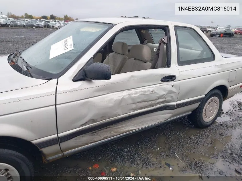 1991 Nissan Sentra VIN: 1N4EB32A0MC816014 Lot: 40696511