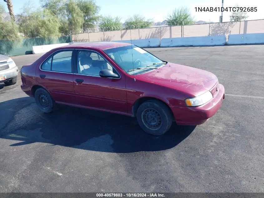 1996 Nissan Sentra E/Xe/Gxe/Gle VIN: 1N4AB41D4TC792685 Lot: 40579803