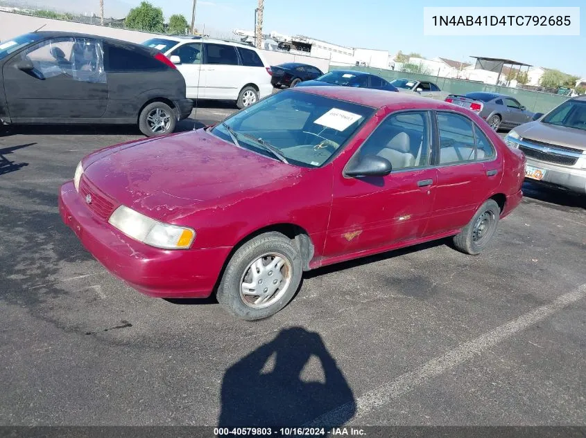 1996 Nissan Sentra E/Xe/Gxe/Gle VIN: 1N4AB41D4TC792685 Lot: 40579803