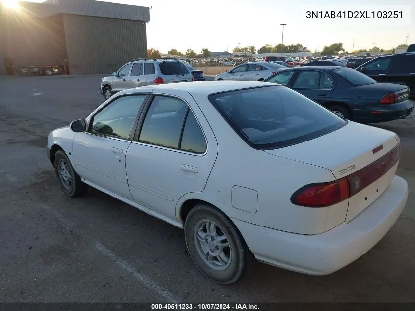 1999 Nissan Sentra Xe/Gxe VIN: 3N1AB41D2XL103251 Lot: 40511233