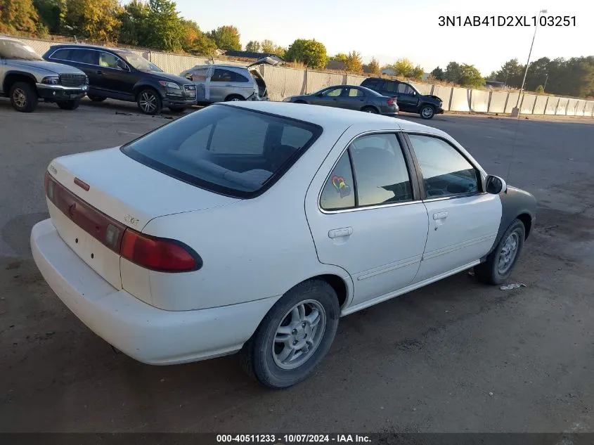 1999 Nissan Sentra Xe/Gxe VIN: 3N1AB41D2XL103251 Lot: 40511233