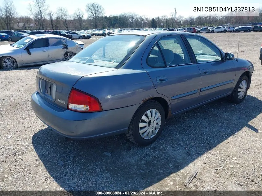 2000 Nissan Sentra Gxe/Xe VIN: 3N1CB51D4YL337813 Lot: 39963071