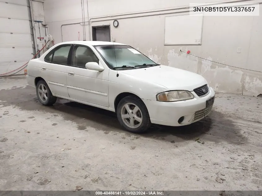 2000 Nissan Sentra Gxe/Xe VIN: 3N1CB51D5YL337657 Lot: 40488141