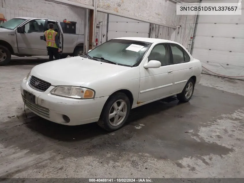 2000 Nissan Sentra Gxe/Xe VIN: 3N1CB51D5YL337657 Lot: 40488141