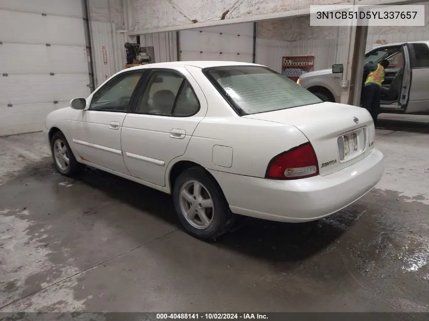 2000 Nissan Sentra Gxe/Xe VIN: 3N1CB51D5YL337657 Lot: 40488141