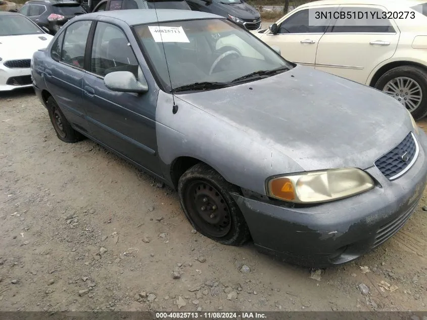 2000 Nissan Sentra Gxe/Xe VIN: 3N1CB51D1YL320273 Lot: 40825713