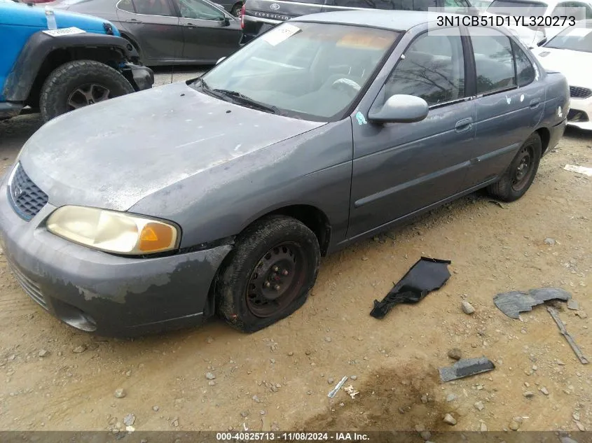 2000 Nissan Sentra Gxe/Xe VIN: 3N1CB51D1YL320273 Lot: 40825713