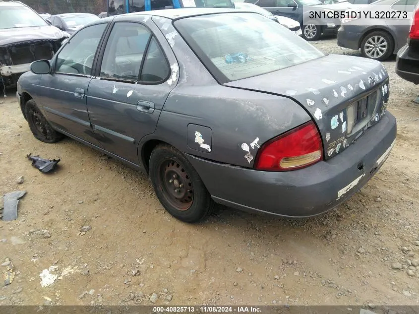 2000 Nissan Sentra Gxe/Xe VIN: 3N1CB51D1YL320273 Lot: 40825713