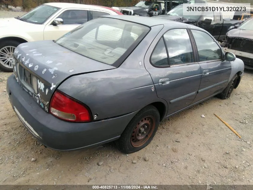 2000 Nissan Sentra Gxe/Xe VIN: 3N1CB51D1YL320273 Lot: 40825713