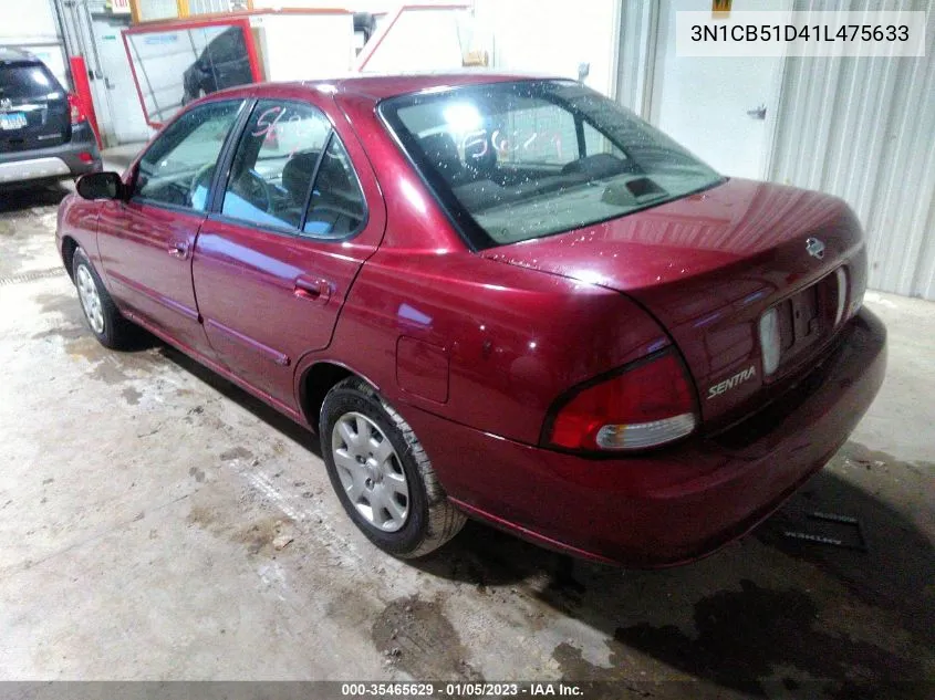 2001 Nissan Sentra Gxe VIN: 3N1CB51D41L475633 Lot: 35465629