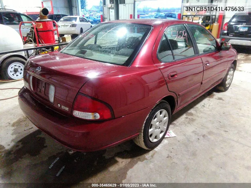 2001 Nissan Sentra Gxe VIN: 3N1CB51D41L475633 Lot: 35465629