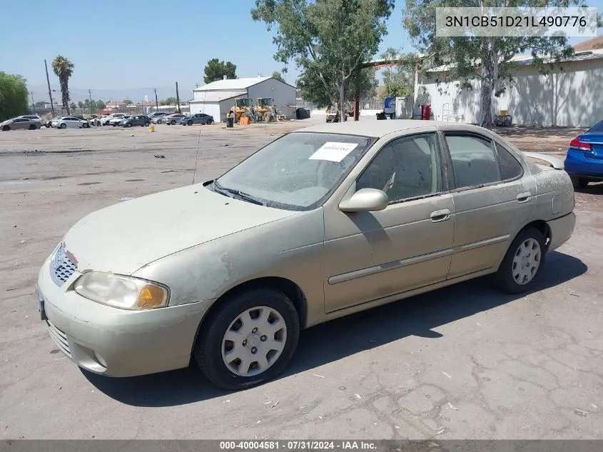 2001 Nissan Sentra Gxe VIN: 3N1CB51D21L490776 Lot: 40004581